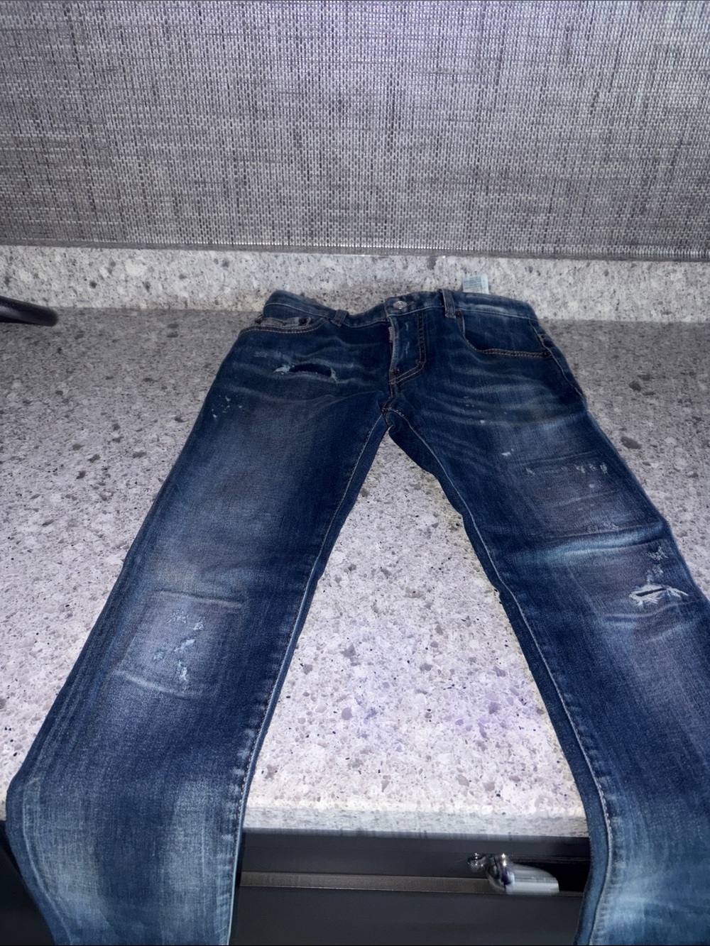 DSQUARED Boys Dark Blue Distressed Jeans